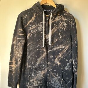 Club Room Acid Wash / Dyed Bleached Zip-Up Hoodie